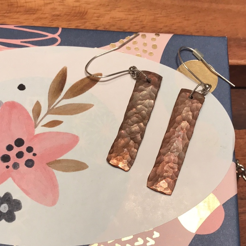 Hammered copper earrings